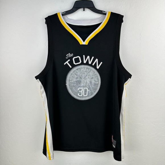NBA Stephen Curry Jersey Mens Black Yellow The Town #30 Basketball‎ Sports Shirt - Picture 1 of 8